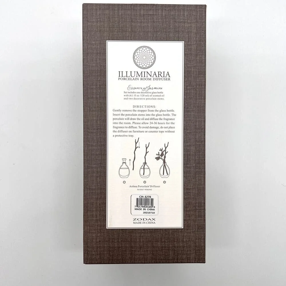ILLUMINARIA Porcelain Room Diffuser Essence of Jasmine Gray White Dragonfly NEW